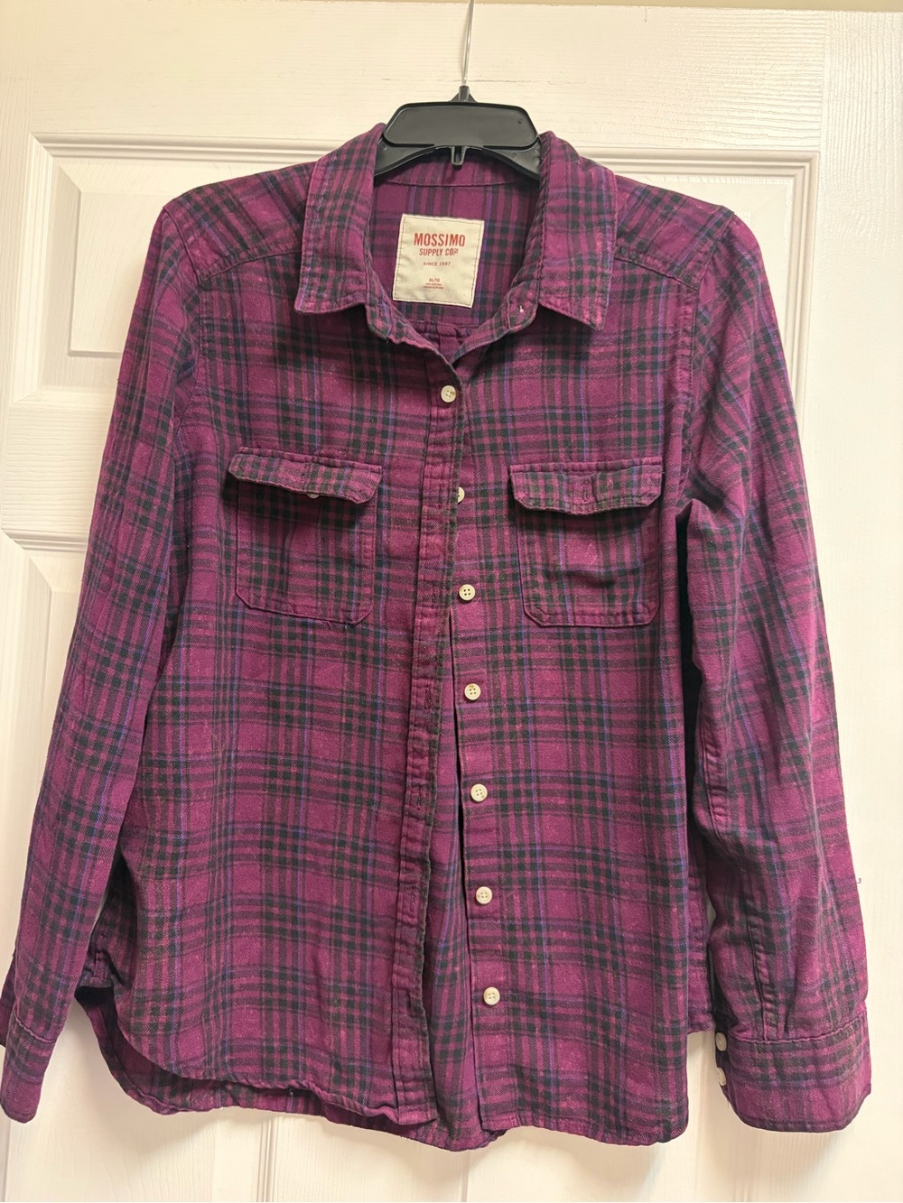 Mossimo Supply Co. Purple Plaid Casual Button-Down Shirt